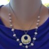Double Chain Necklace - Pink Beads with Vegan Pendant